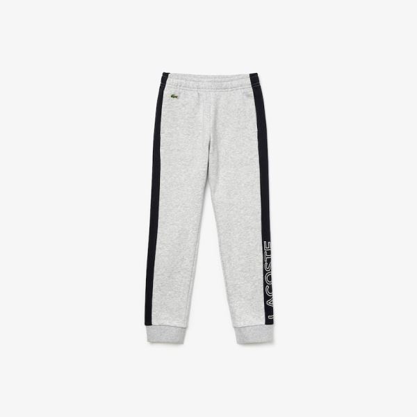 Lacoste SPORT Colorblock Fleece Trackpants Dětské - Trekingové Kalhoty Šedé / Tmavě Blankyt Blankyt